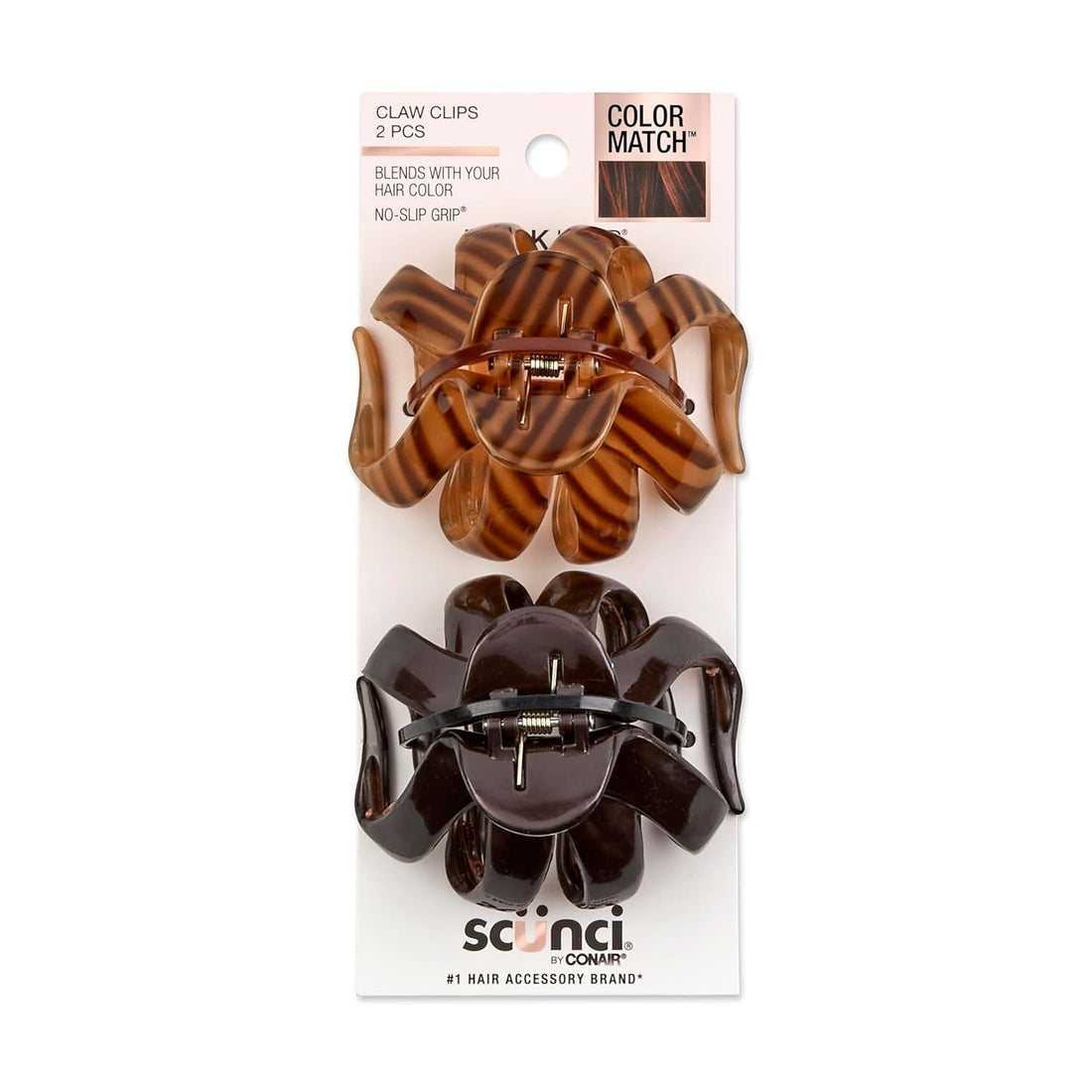 Scunci Jaw Claw Clips 2 Pack Black &amp; Tortoise