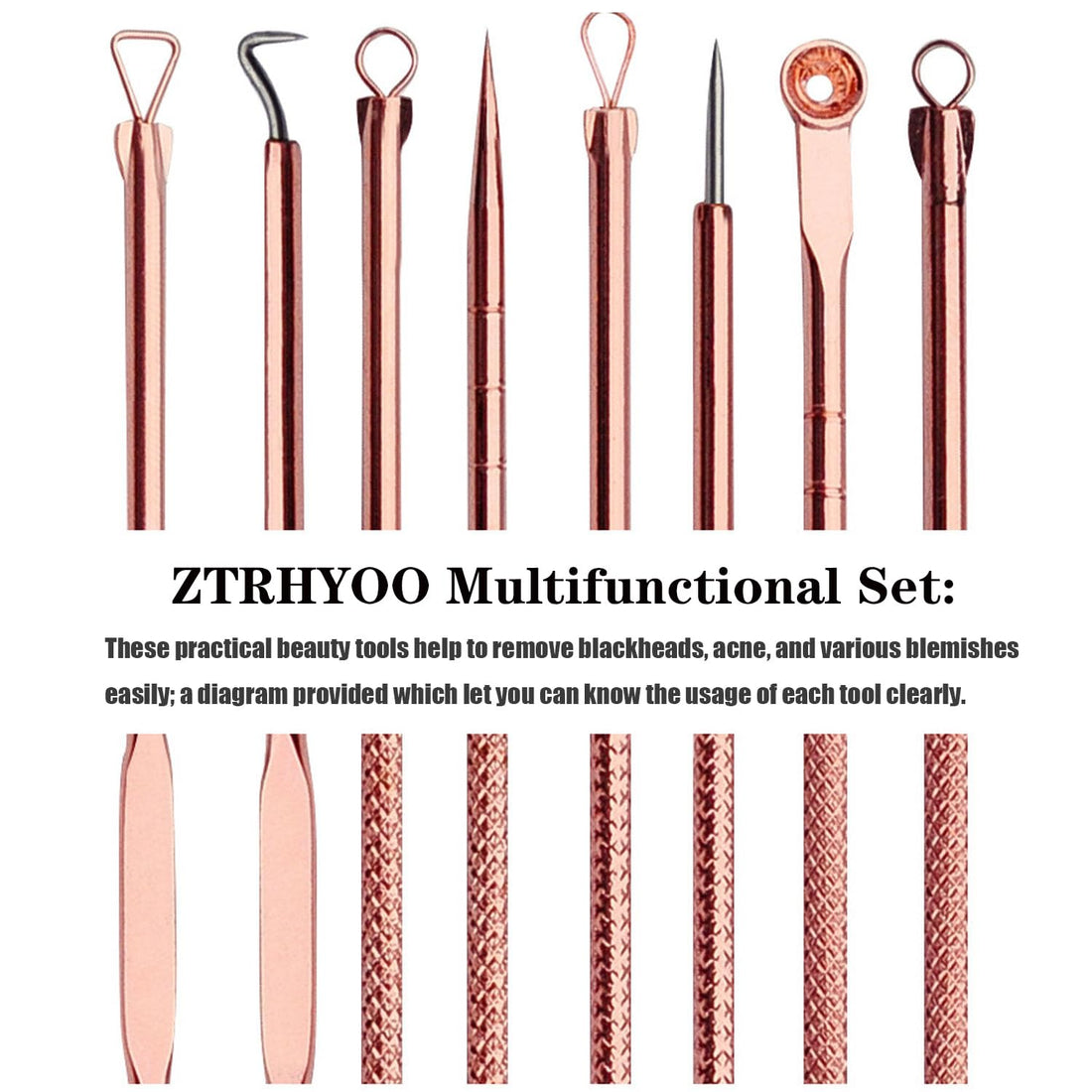 4Pcs Blackhead Remover Kit – Rose Case, Acne Tool 