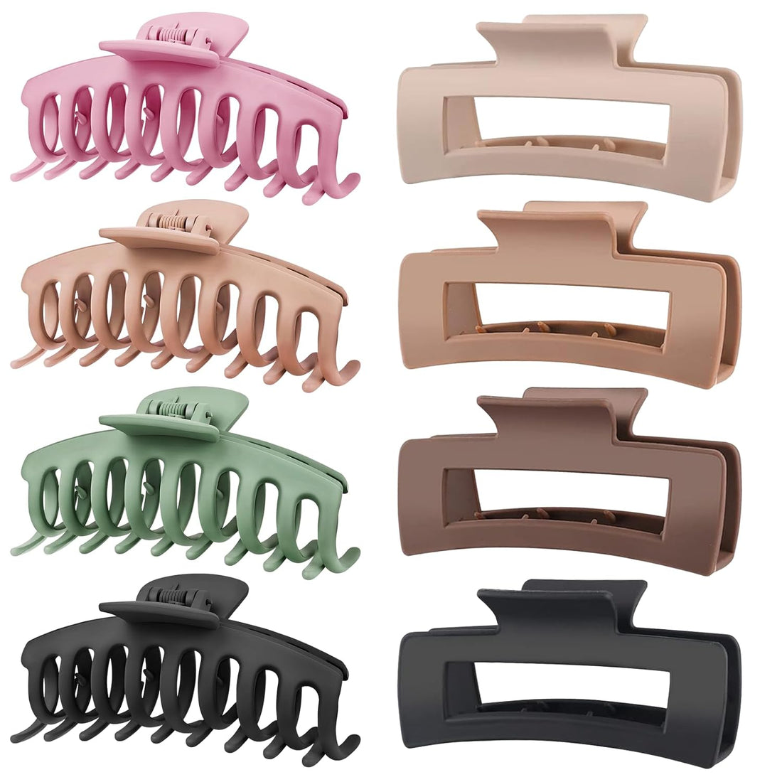 8 Pack Large Hair Claw Clips Strong Hold Matte