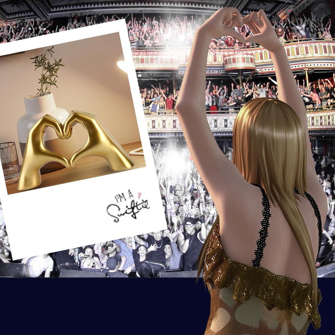 Gold Heart Hands Love Sculpture Decor