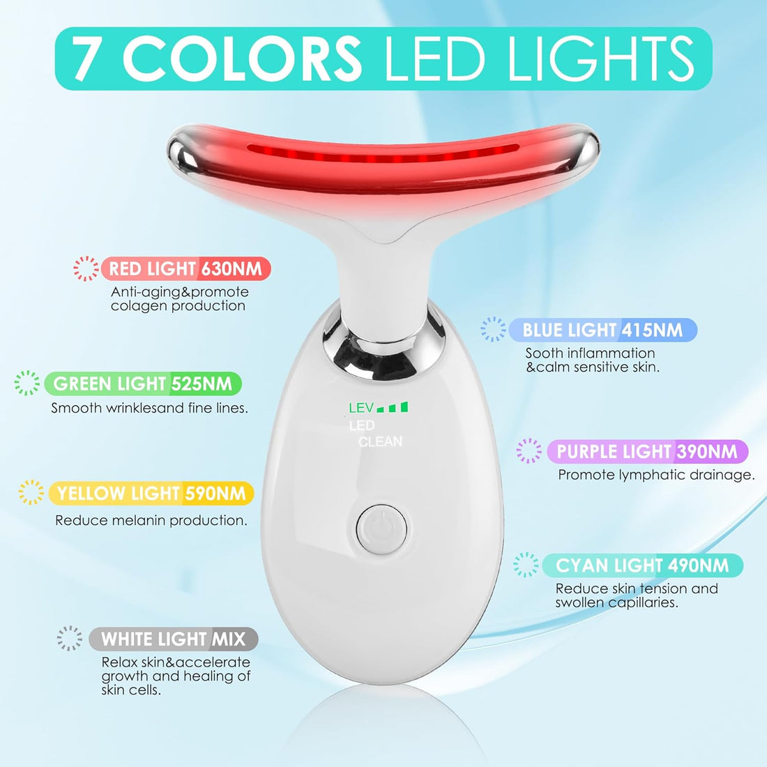 7-Color Facial Massager Wand – Red Light Therapy