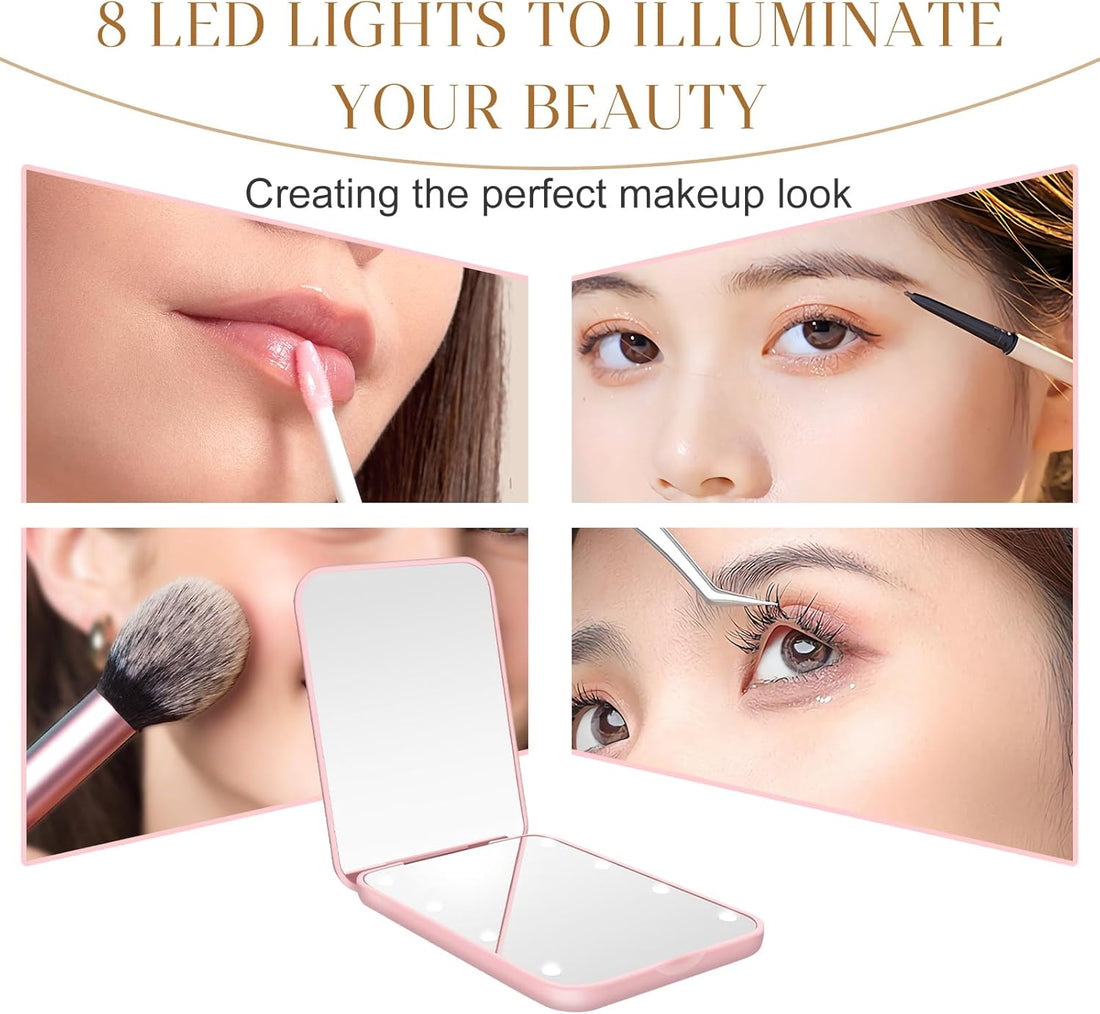 Compact LED Pocket Mirror 1X/3X Magnification 