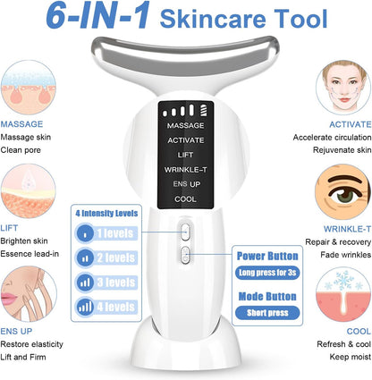Red Light Therapy Face &amp; Neck Massager – White