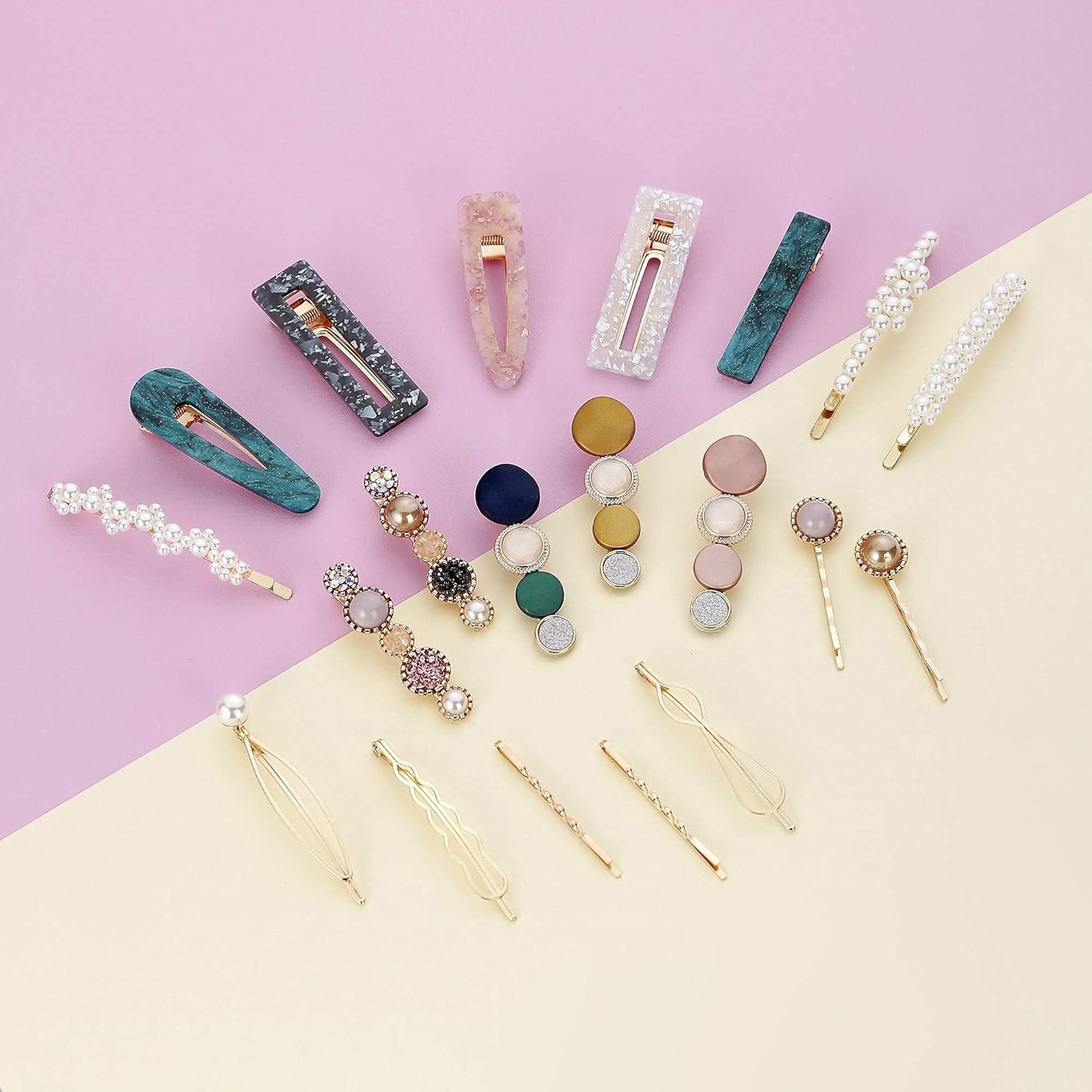 20 PCS Macaron Pearl Hair Clips Set