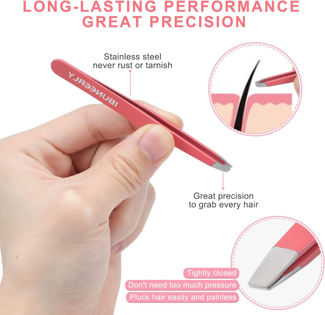 4Pcs Eyebrow Tweezers Set Case – Precision Steel