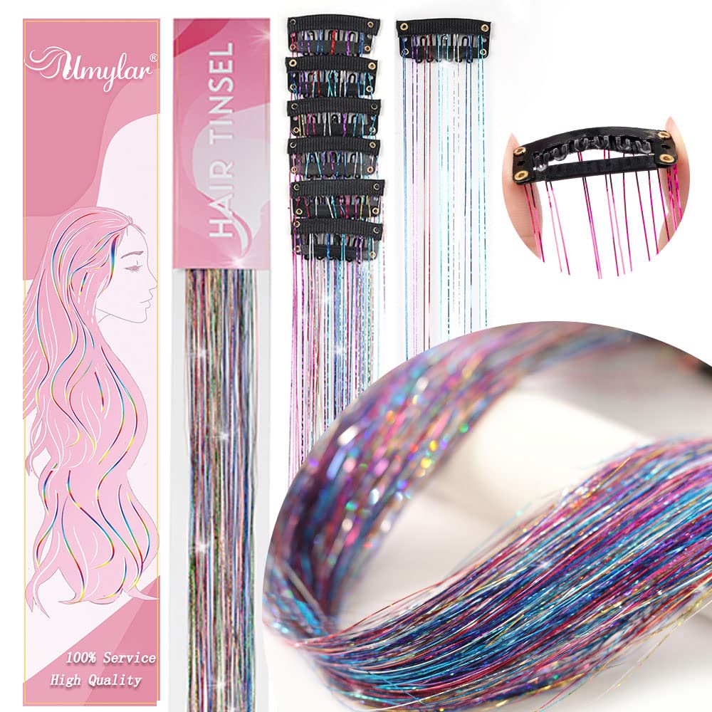 Hair Tinsel Clip-In 12PCS Colorful Extensions