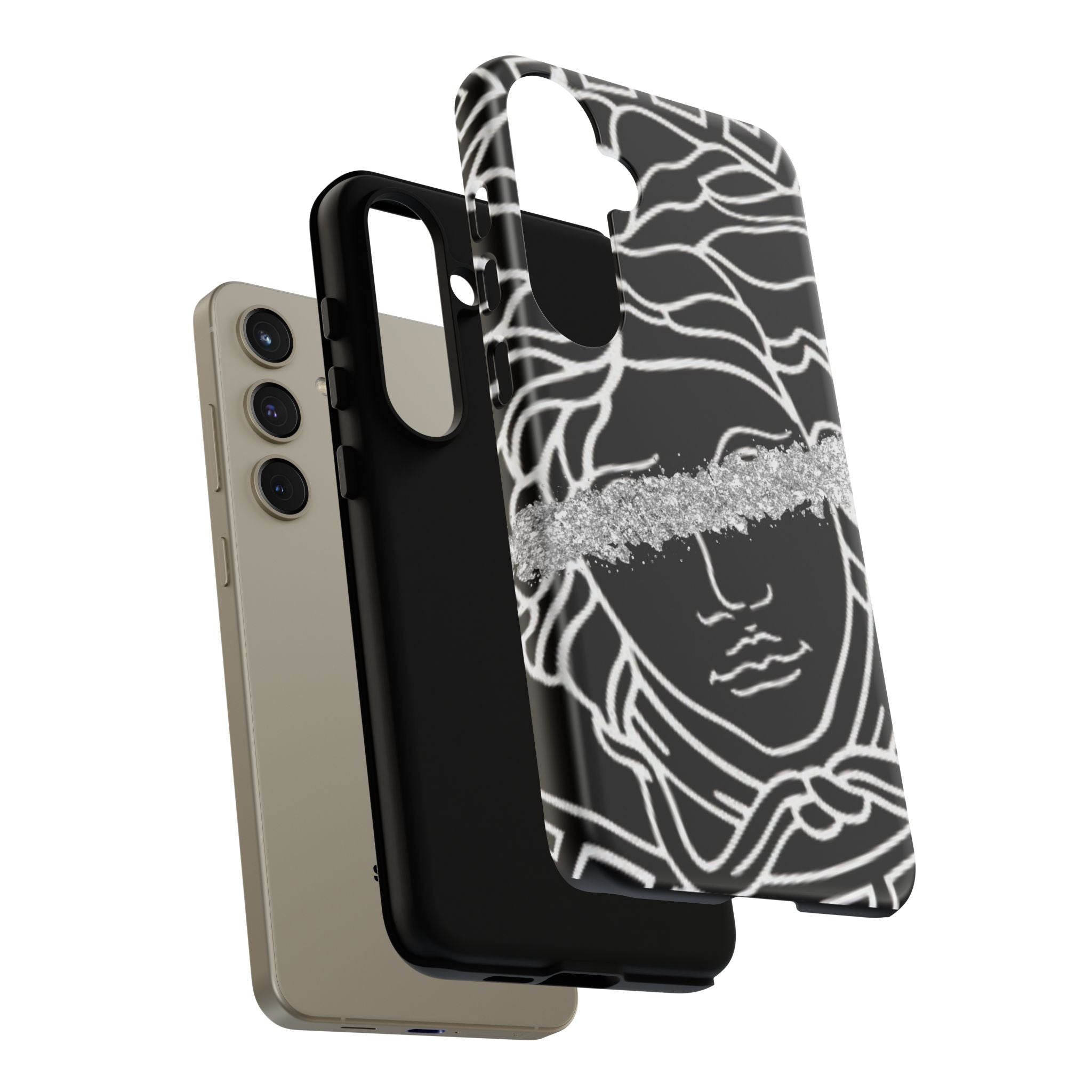 Luxury Medusa Head Tough Black and Silver Phone Case