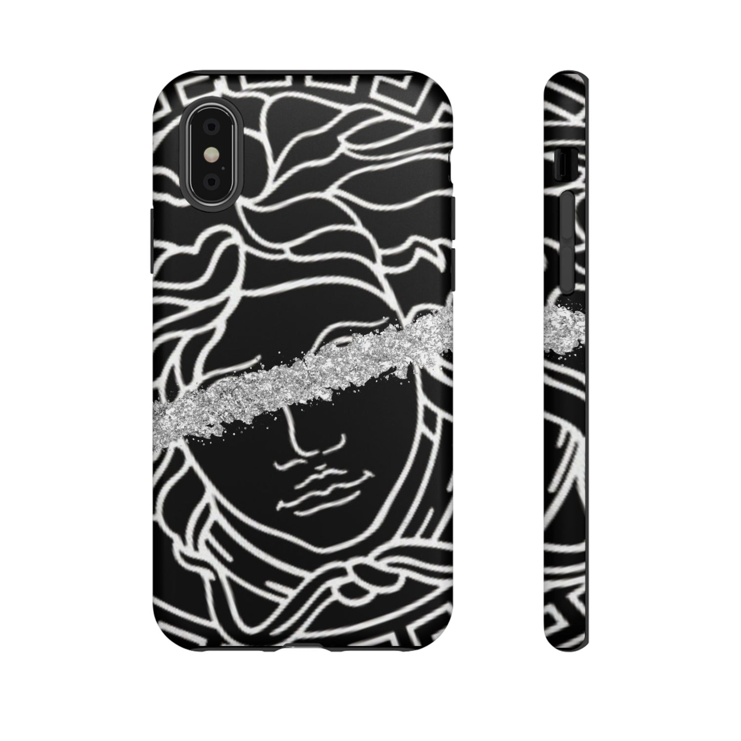 Luxury Medusa Head Tough Black and Silver Phone Case