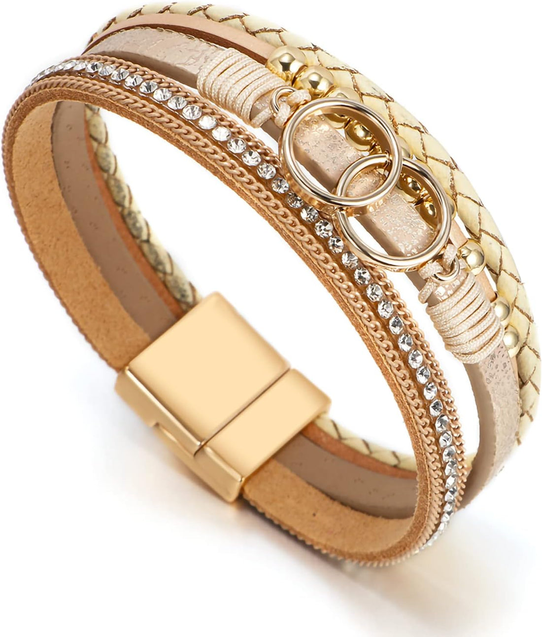 Boho Leopard Leather Wrap Pearl Bracelet