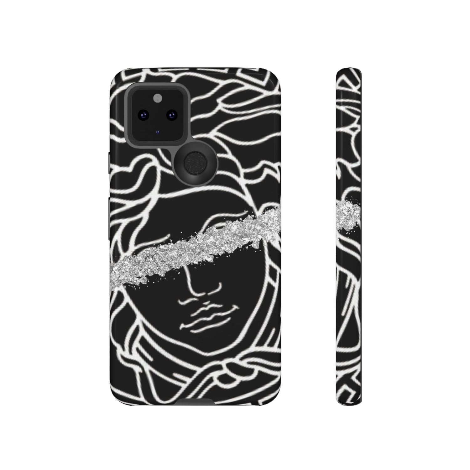 Luxury Medusa Head Tough Black and Silver Phone Case