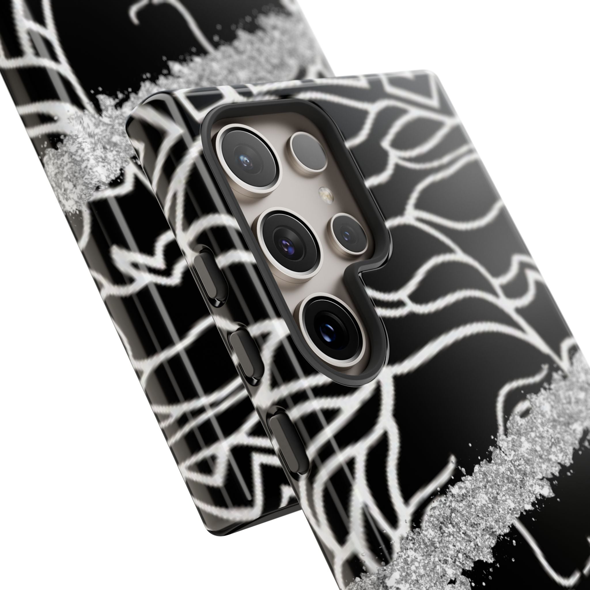 Luxury Medusa Head Tough Black and Silver Phone Case