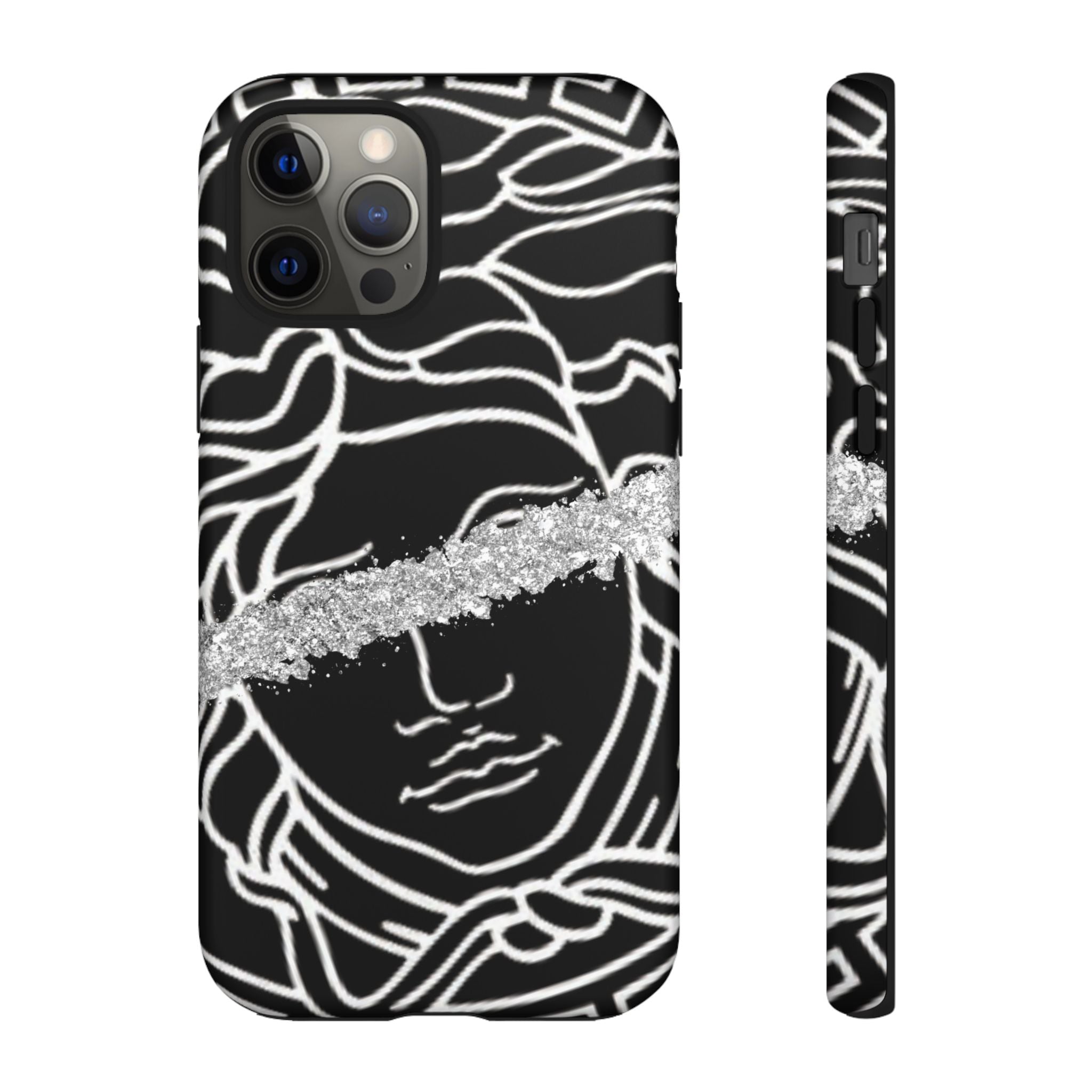 Luxury Medusa Head Tough Black and Silver Phone Case