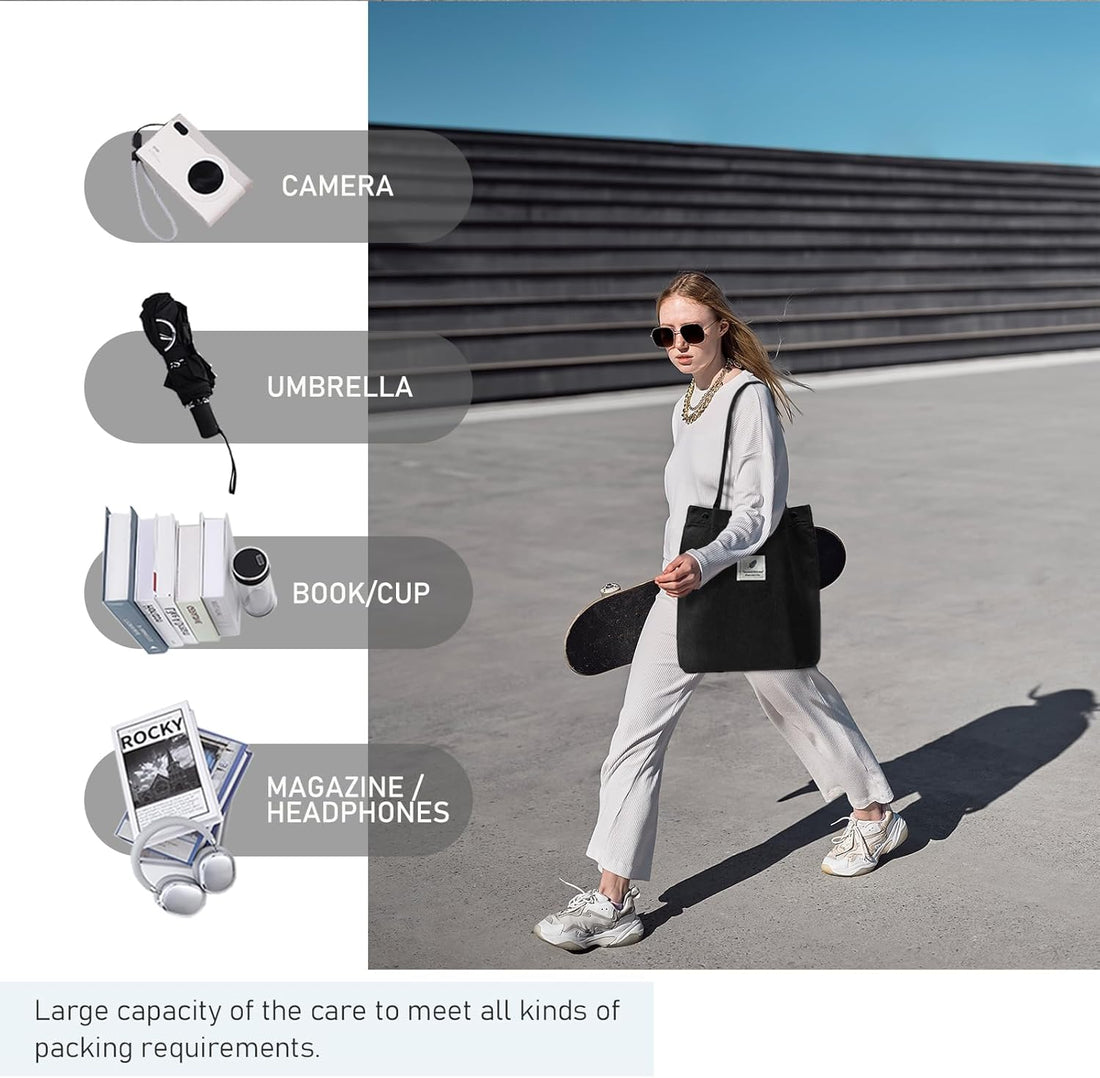 Fashion Corduroy Cow Print Tote Bag with Inner Pocket – For Women &amp; Teens