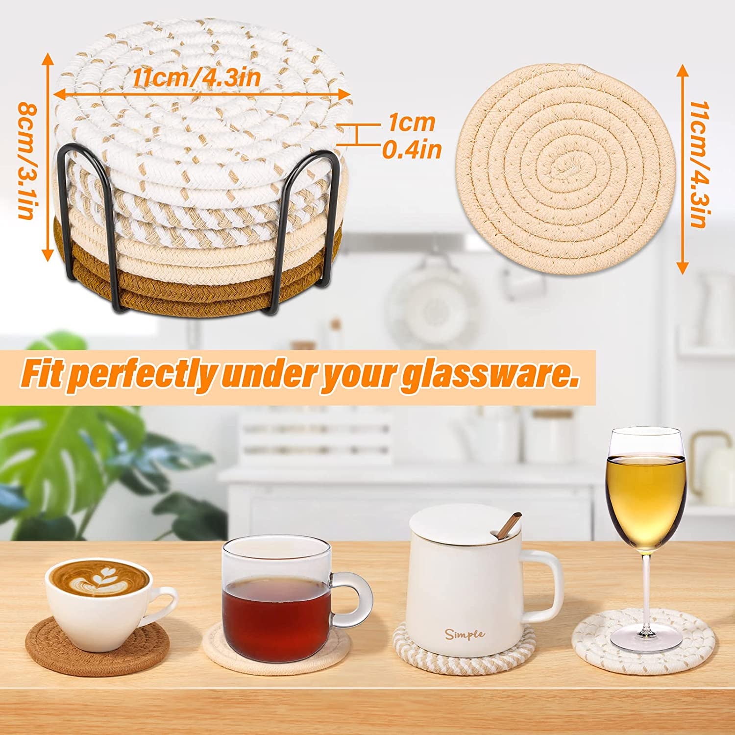 Absorbent Drink Coasters Set of 8