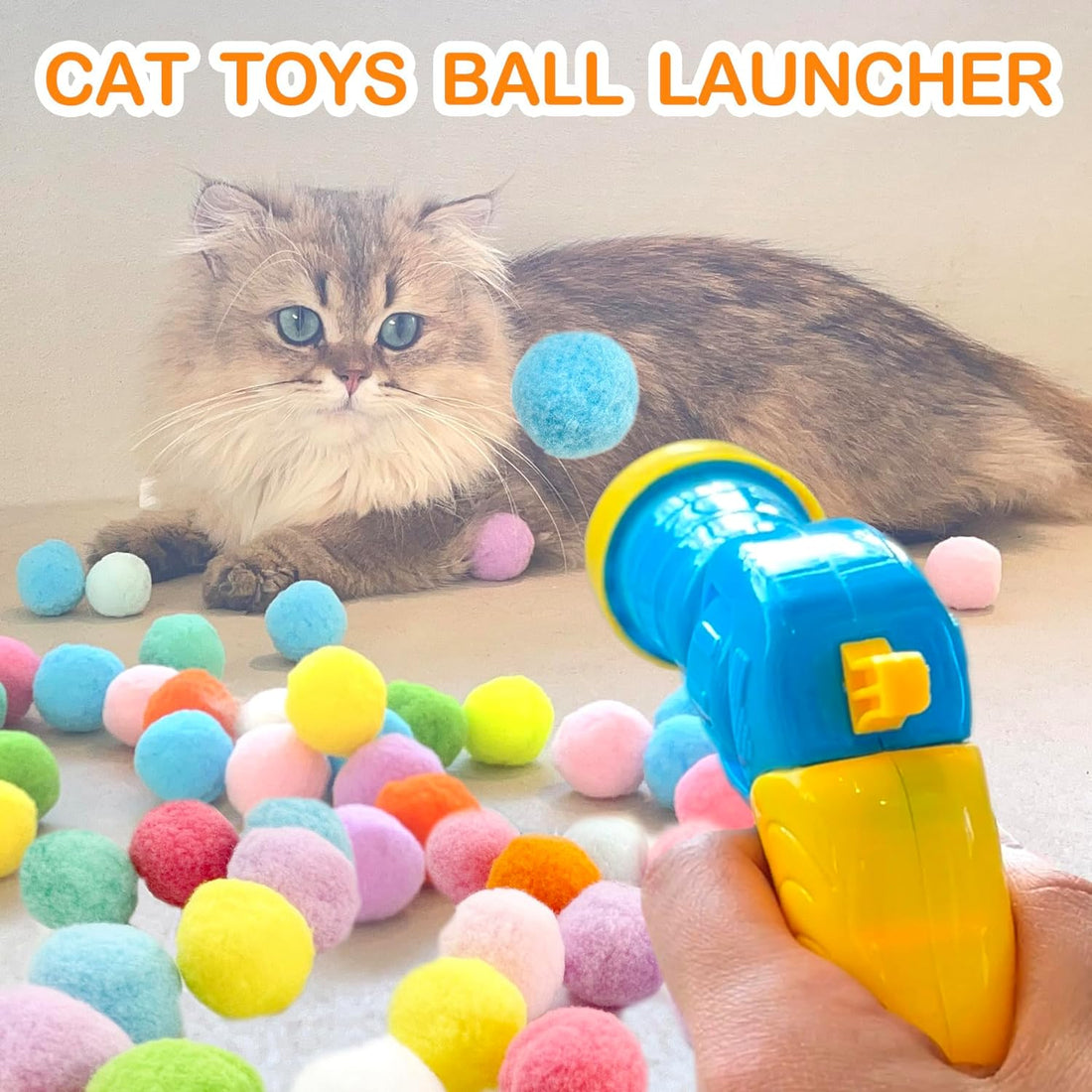 31-Pcs Cat Ball Launcher Toy Set – Plush Balls &amp; Interactive Gun for Cats