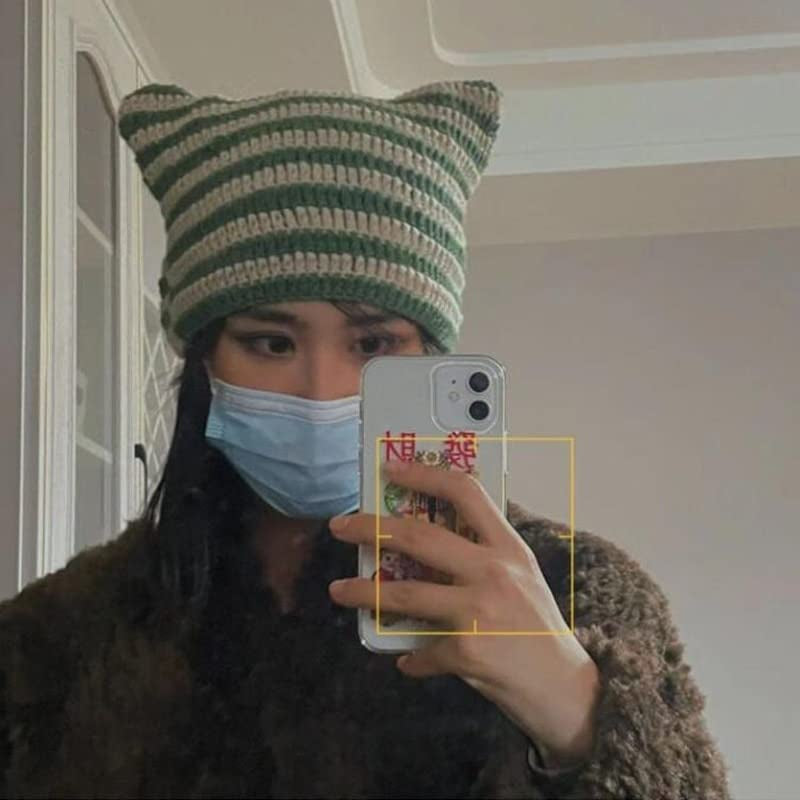 Vintage Crochet Cat &amp; Fox Beanies – Slouchy Hats for Women
