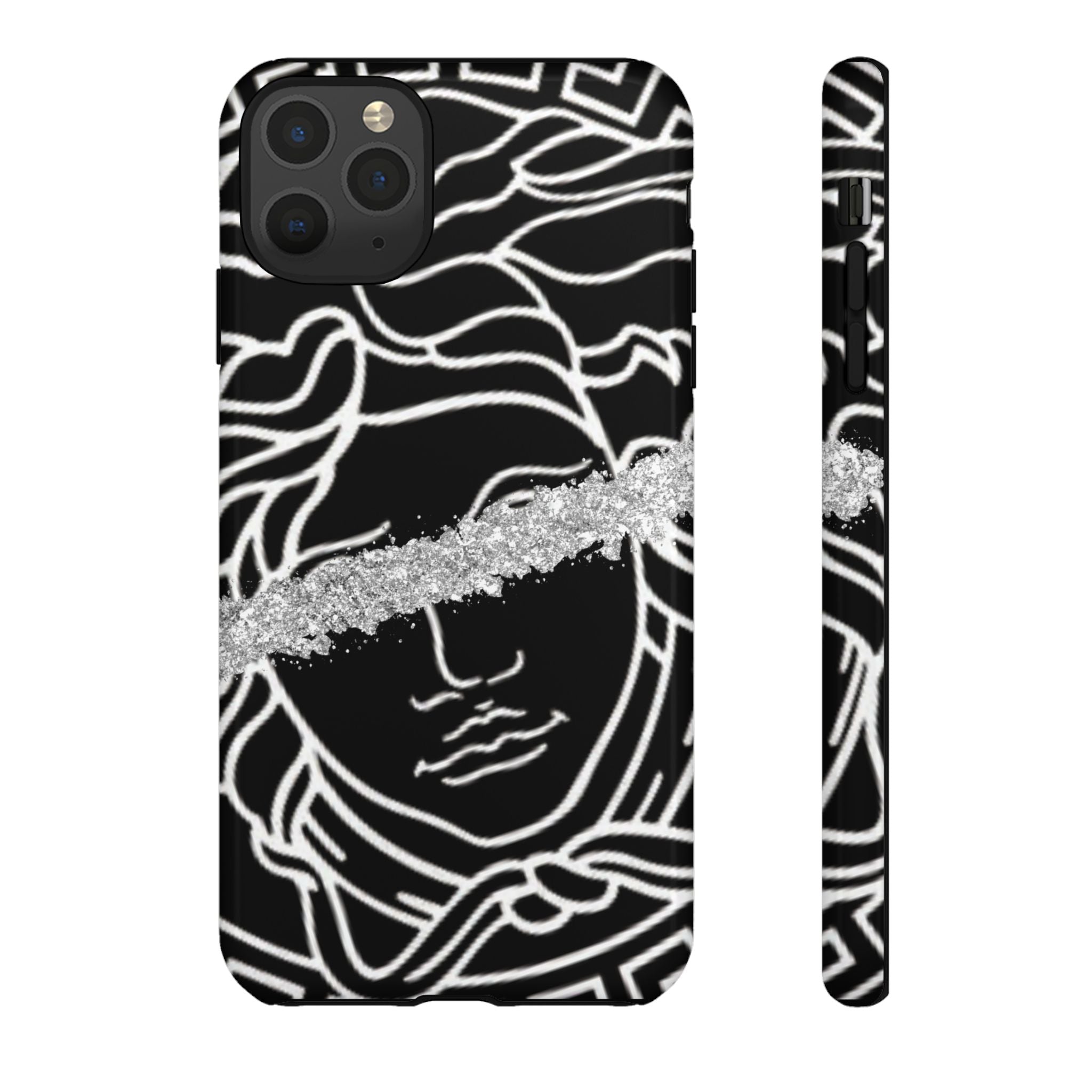 Luxury Medusa Head Tough Black and Silver Phone Case