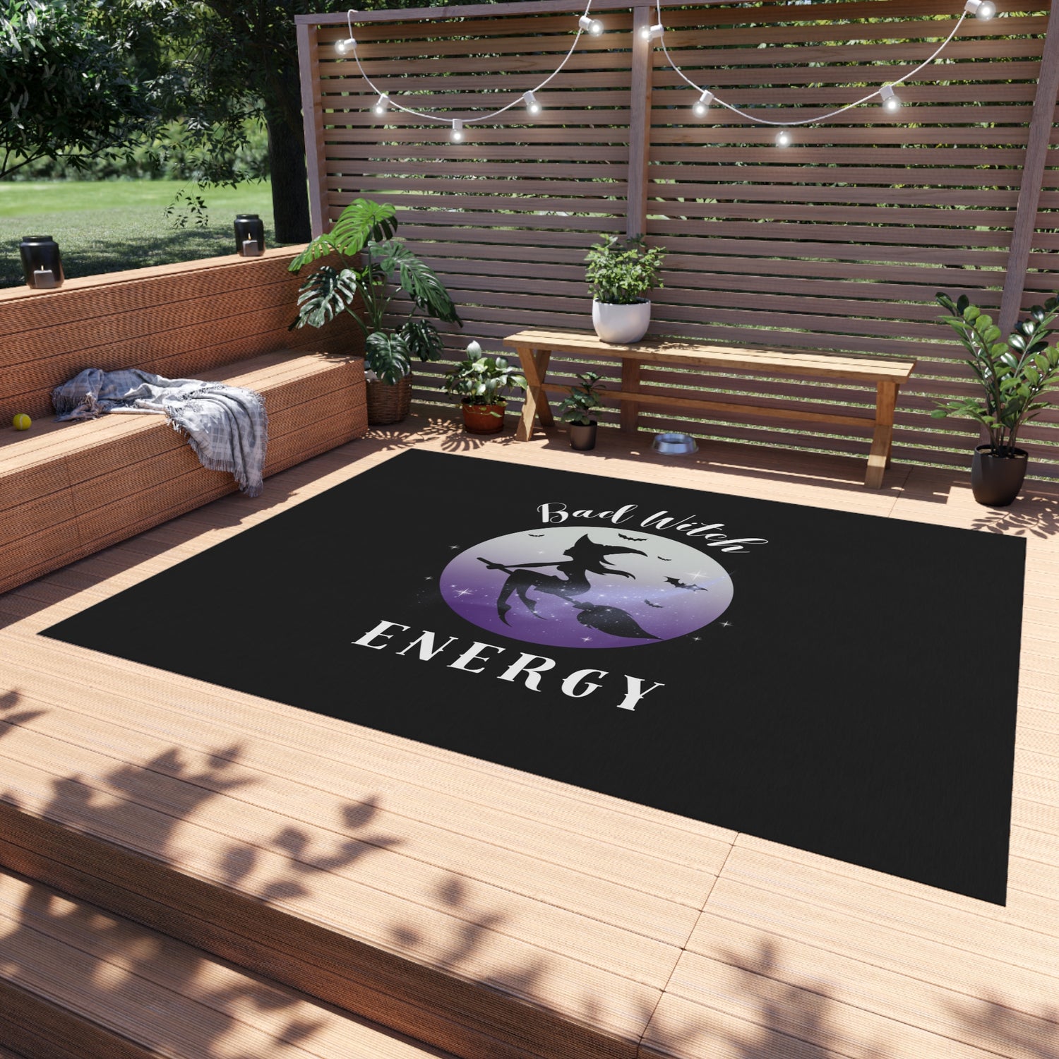 Bad Witch Energy Outdoor Rug | Trendy Spooky Season Decor for Witchy Vibes