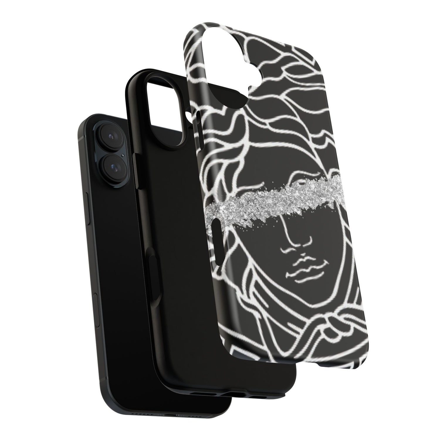 Luxury Medusa Head Tough Black and Silver Phone Case