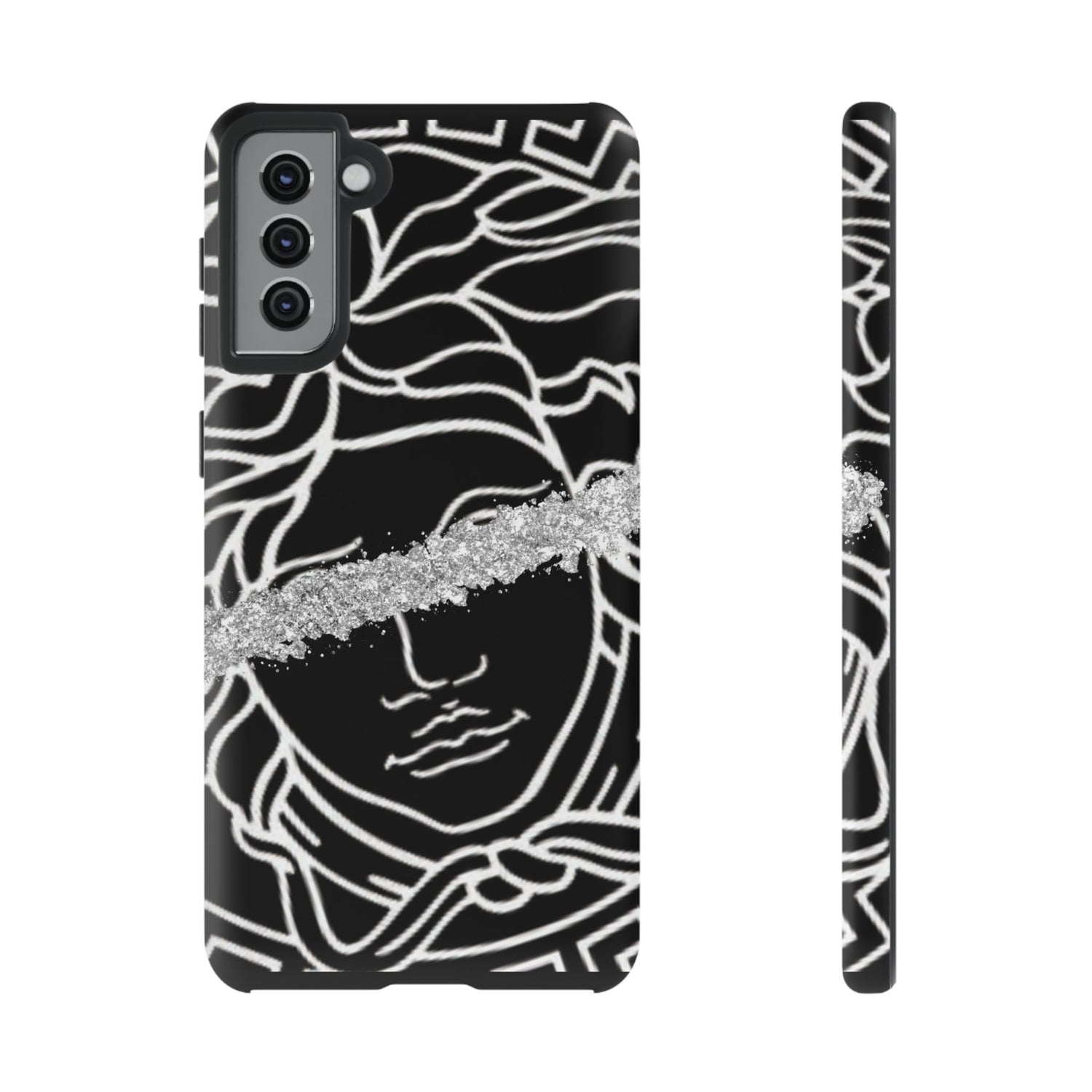 Luxury Medusa Head Tough Black and Silver Phone Case