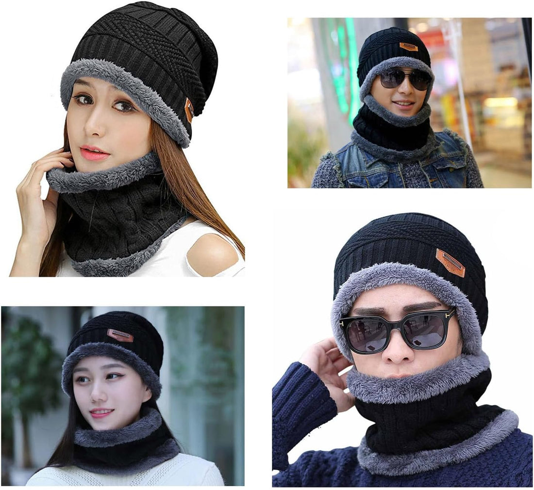 Winter Hat, Scarf &amp; Gloves Set – Slouchy Beanie, Touchscreen Mittens, Circle Scarf