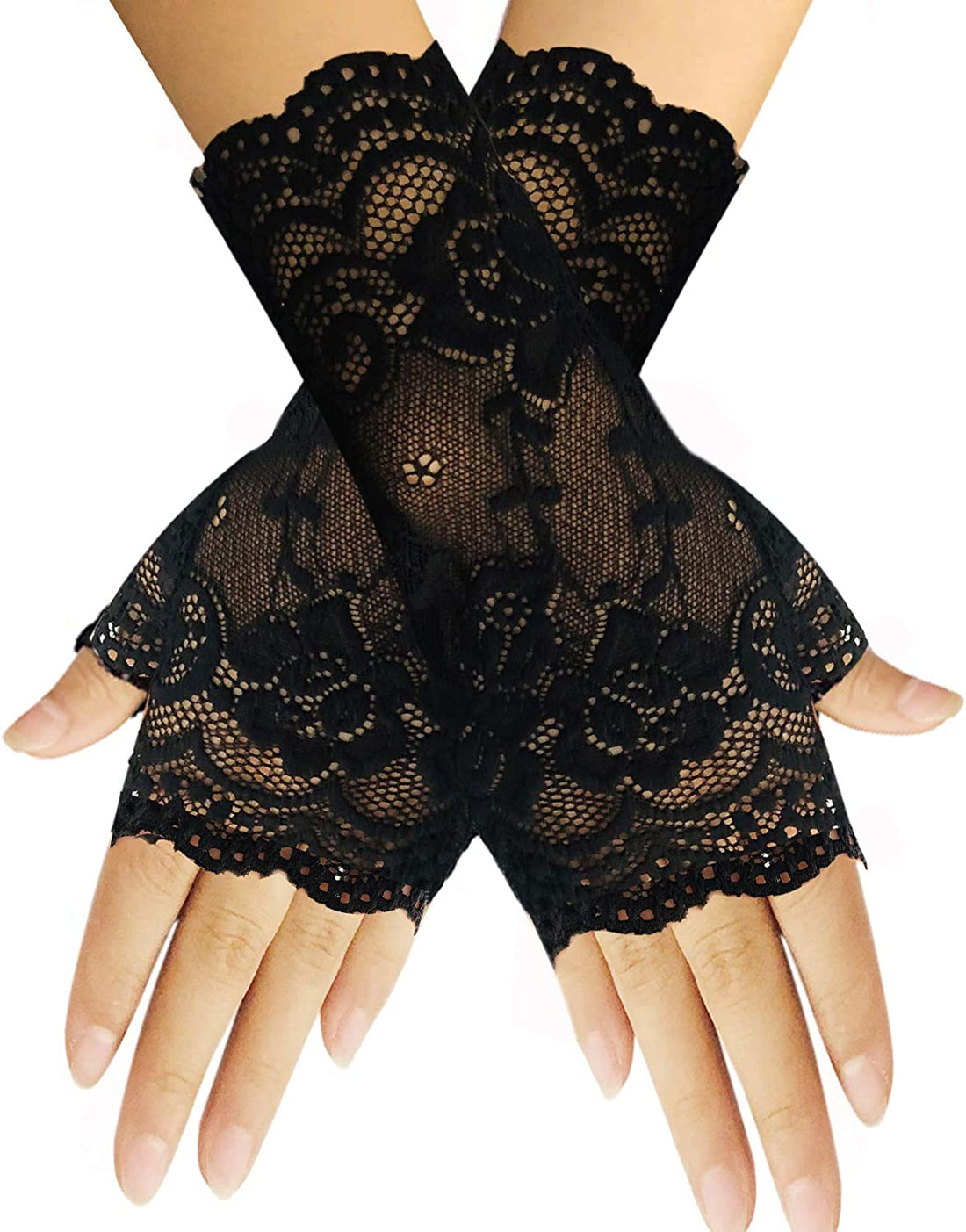Women’s Short Lace Fingerless Gloves – Bridal &amp; Evening Wear