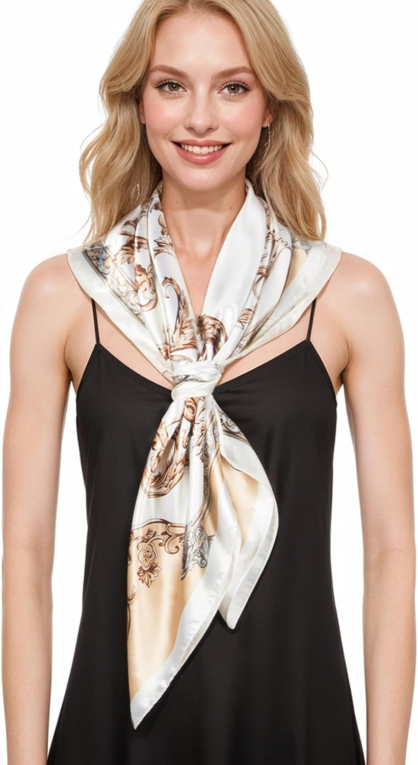 RIIQIICHY Printed Silk-Like Square Head Scarf – 35 Inches
