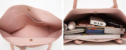 Women’s Soft Faux Leather Tote Bag – Large Capacity Shoulder Handbag with Tassel