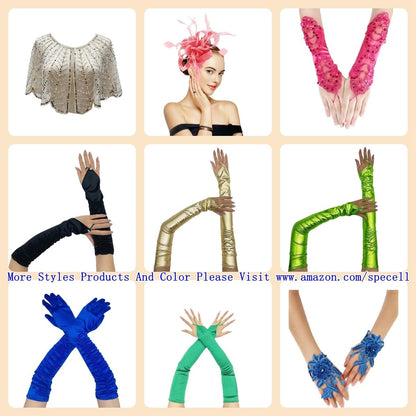 Long 13&quot; Fingerless Satin Lace Gloves for Bridal &amp; Prom