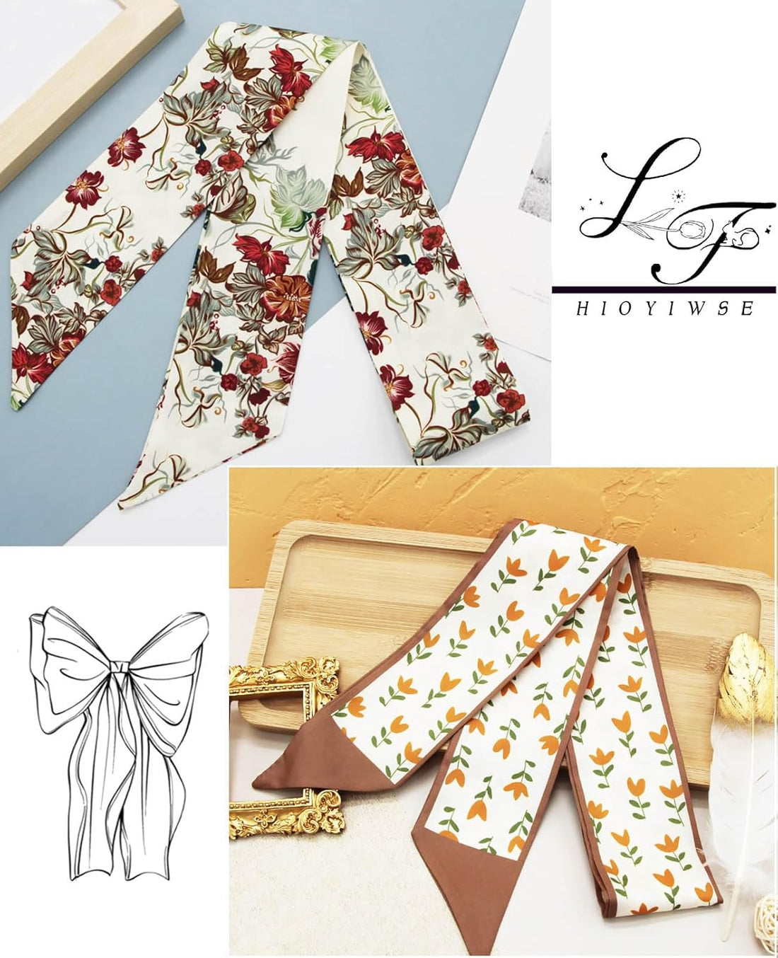 Purse Scarf Handbag Accessories – Lightweight Fashion Neck &amp; Handle Scarves