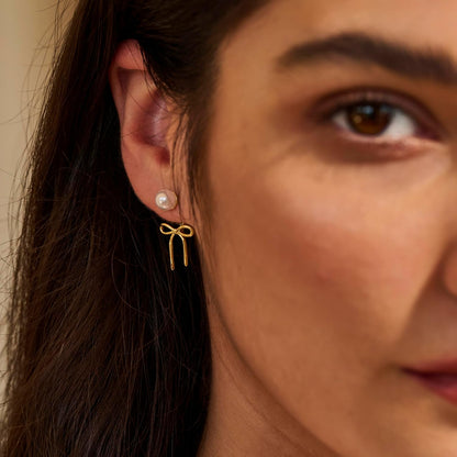Gold Pearl Hoop Earrings for Women Trendy