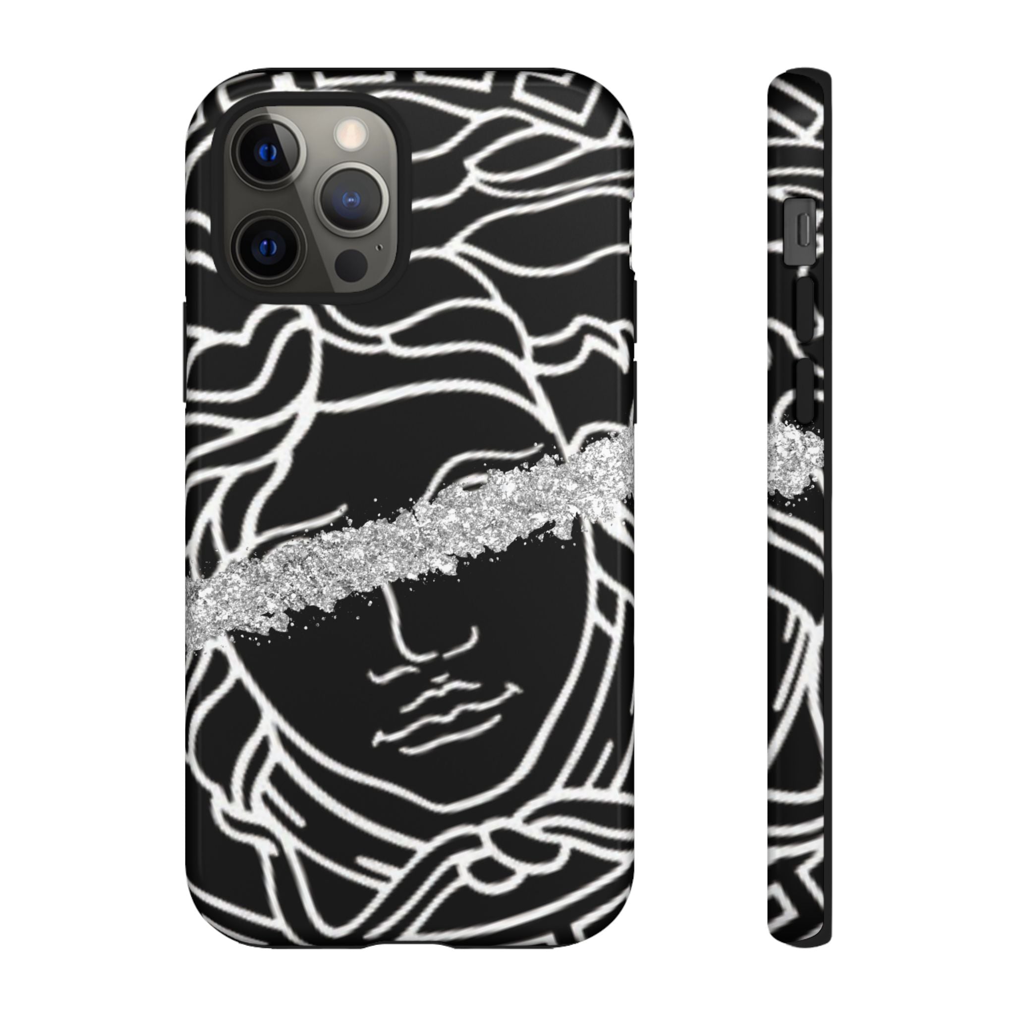 Luxury Medusa Head Tough Black and Silver Phone Case