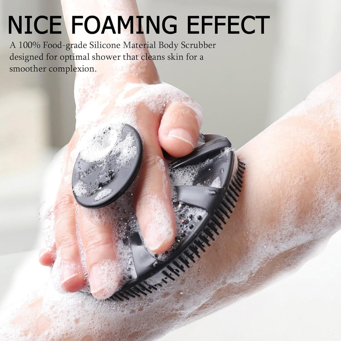 Silicone Body Scrubber – Gentle Exfoliating, Black