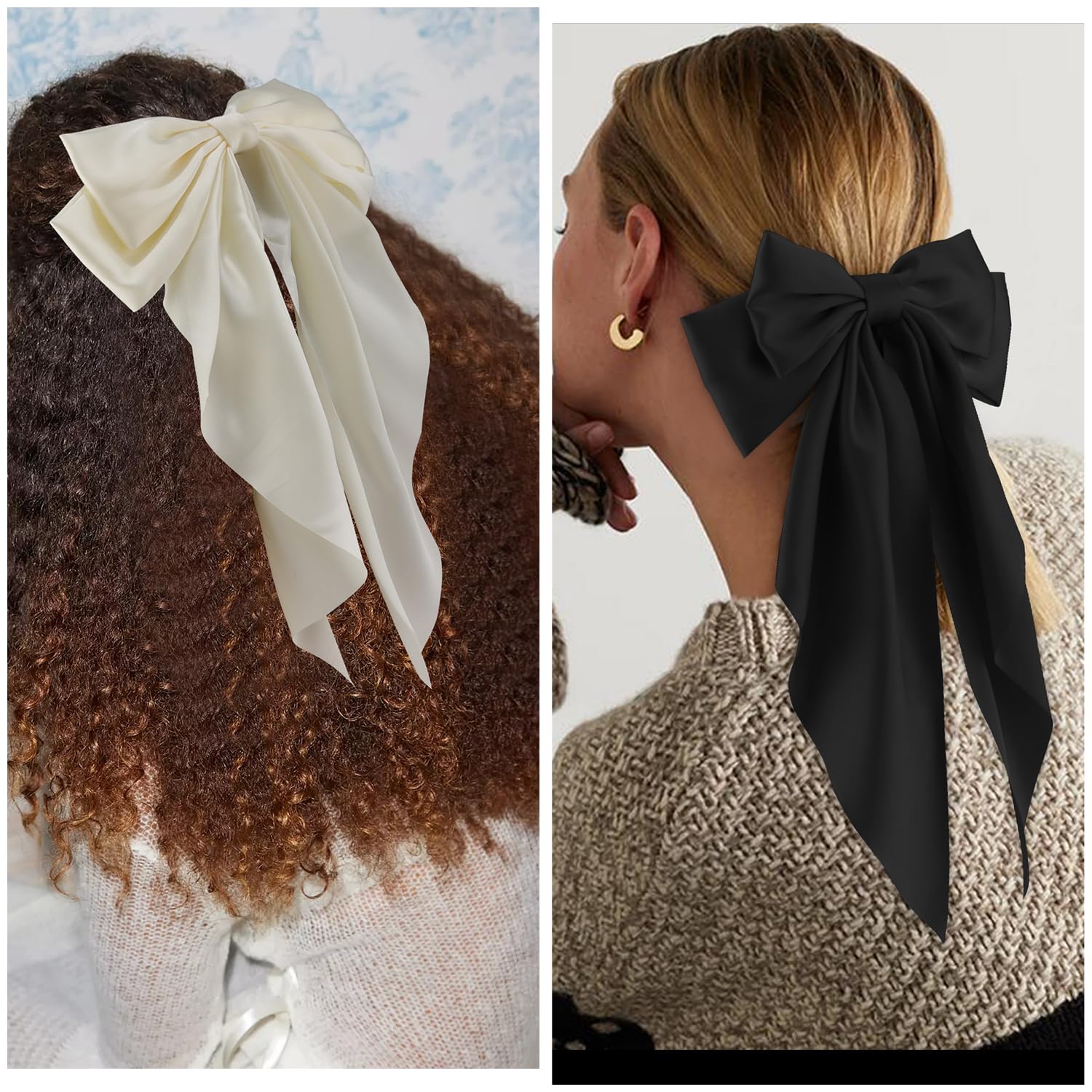 Silky Satin Hair Bows - 2 Pack