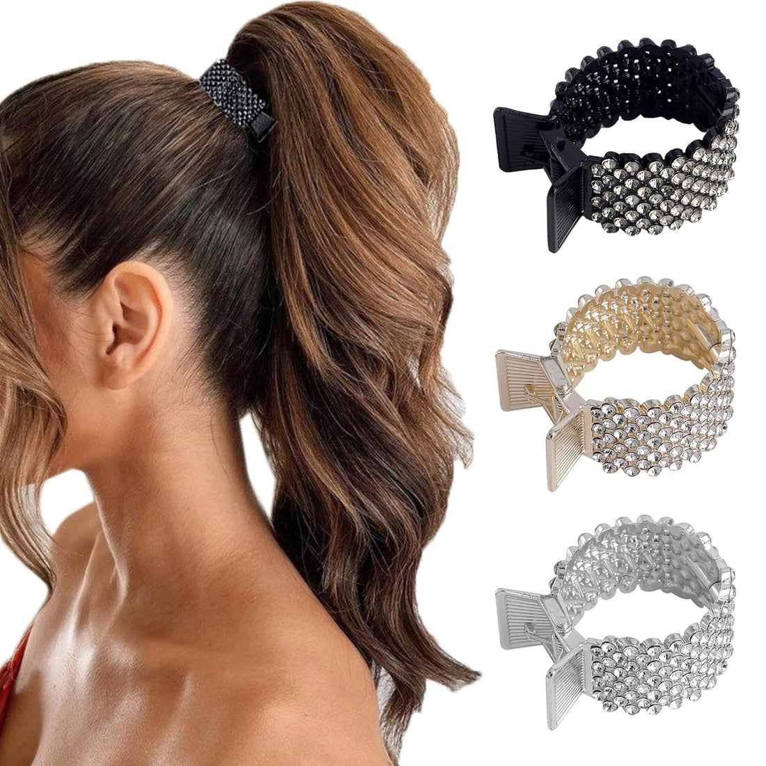 3 Pack Rhinestone Small Hair Claw Clips