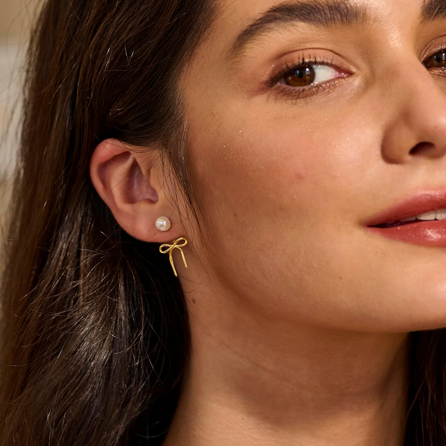 Gold Pearl Hoop Earrings for Women Trendy
