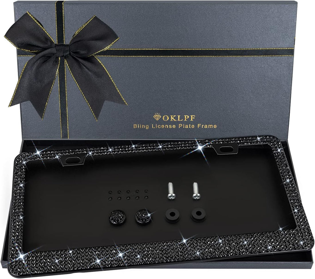 Bling License Plate Frame Sparkly Black