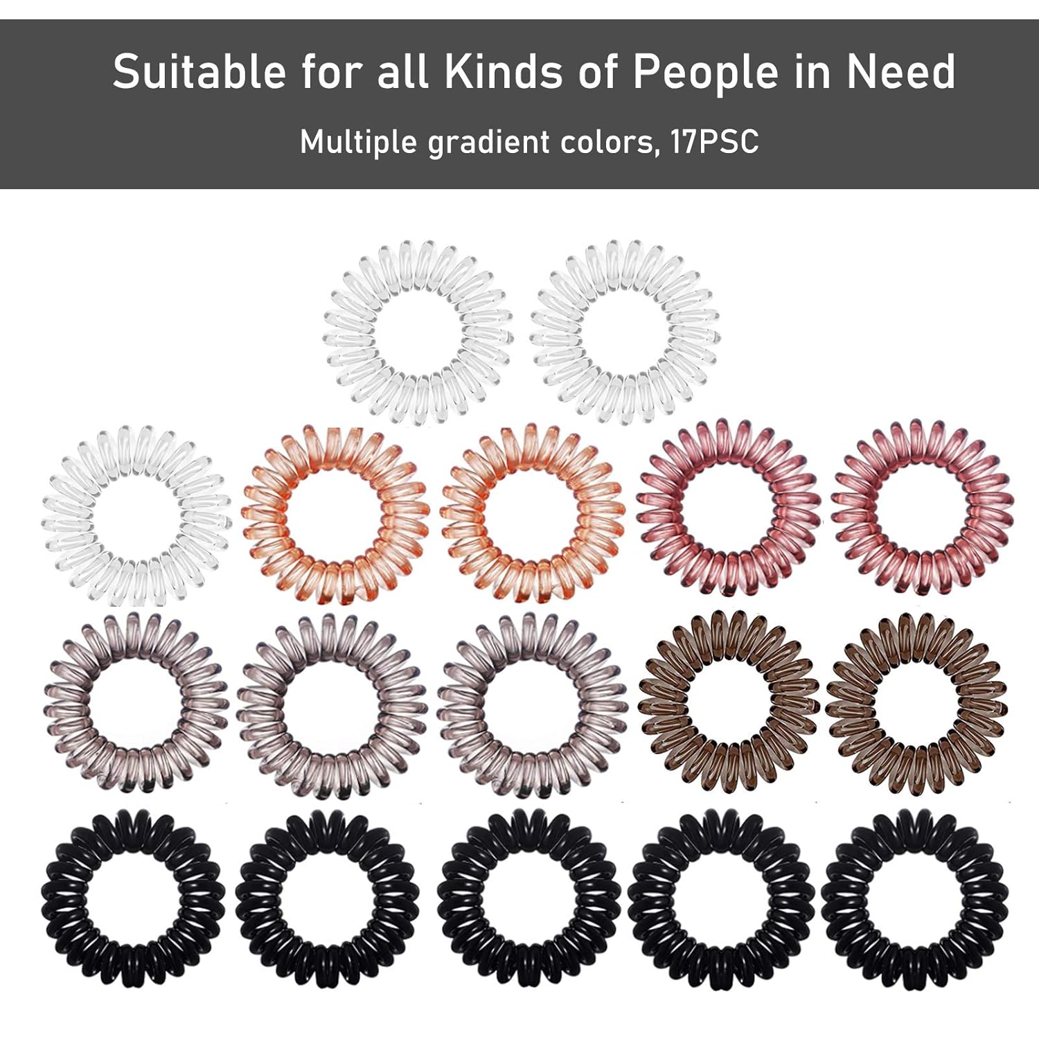 17 Pack Spiral Hair Ties No Crease