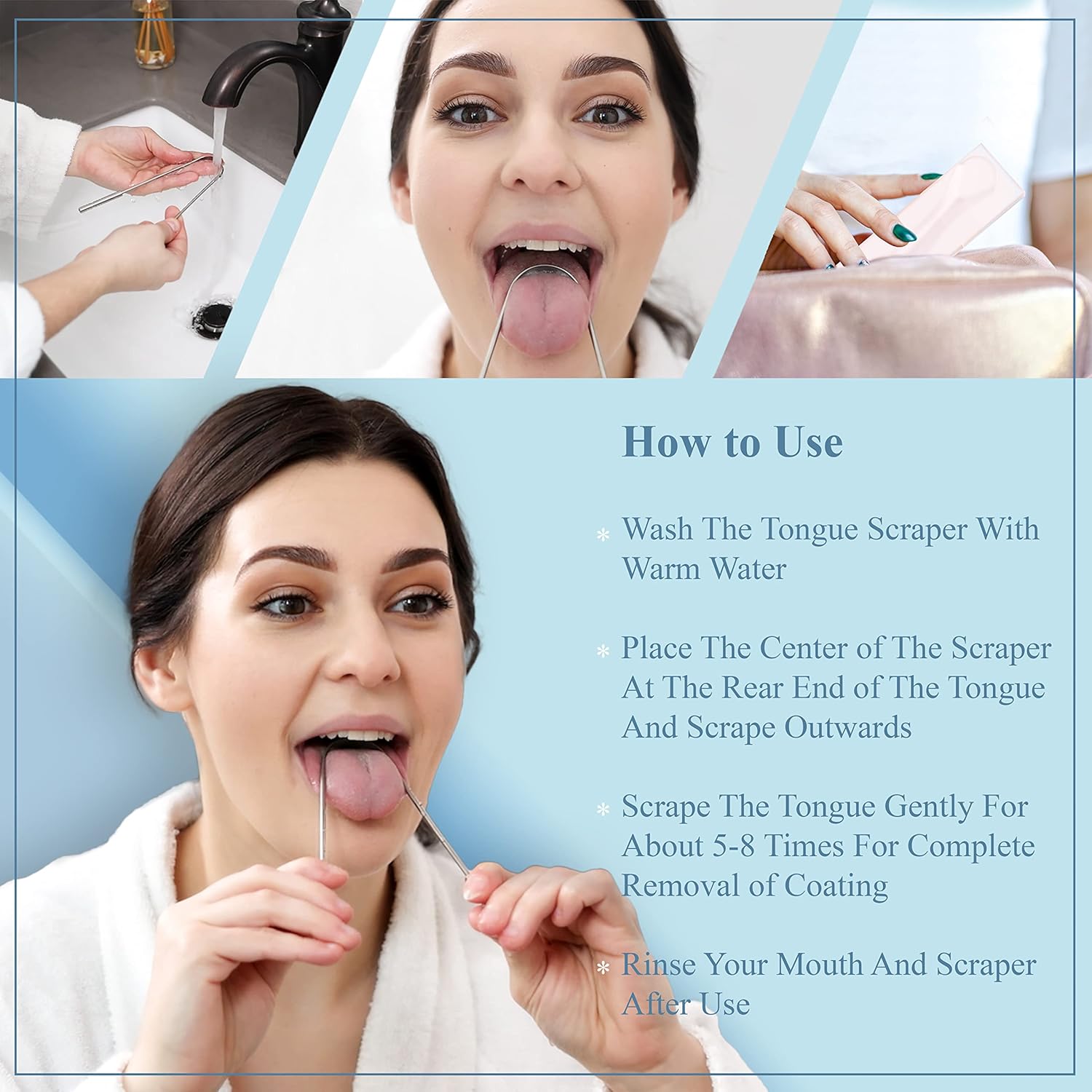 2Pack Tongue Scraper – Steel with Travel Cases