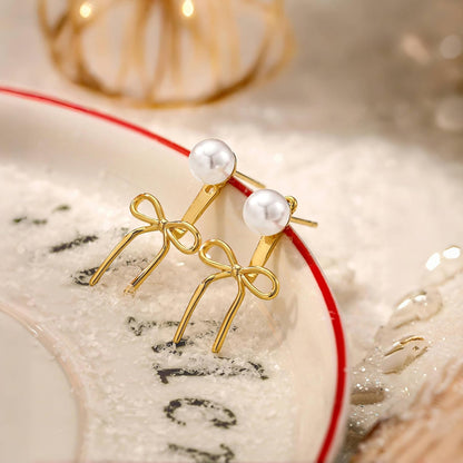 Gold Pearl Hoop Earrings for Women Trendy