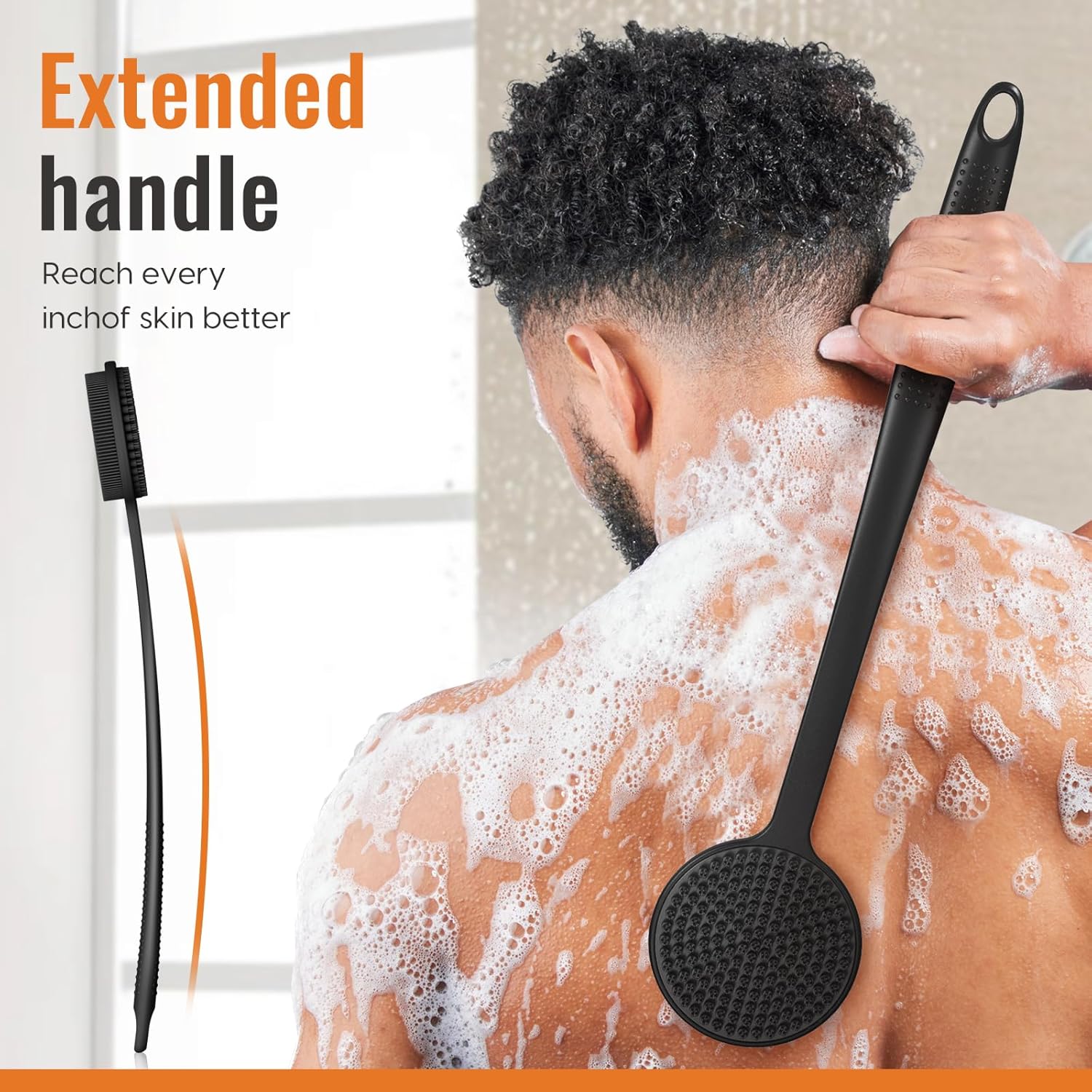 Silicone Back Scrubber – 17&quot; Body Brush for Men