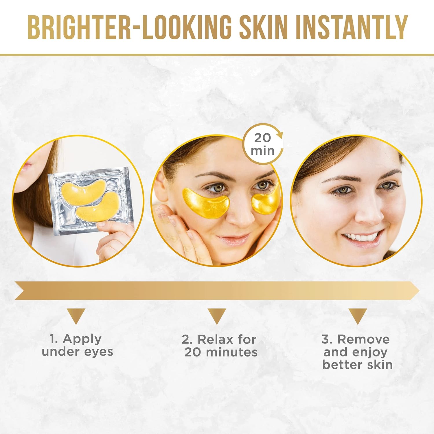 Golden Glow Eye Patches – 15 Pairs for Dark Circles 