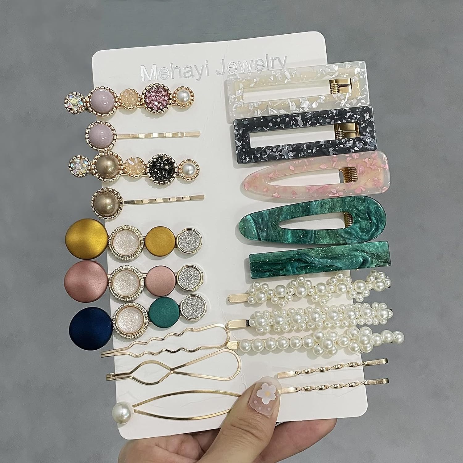 20 PCS Macaron Pearl Hair Clips Set