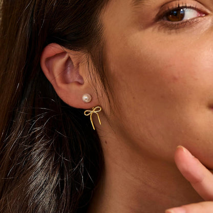 Gold Pearl Hoop Earrings for Women Trendy