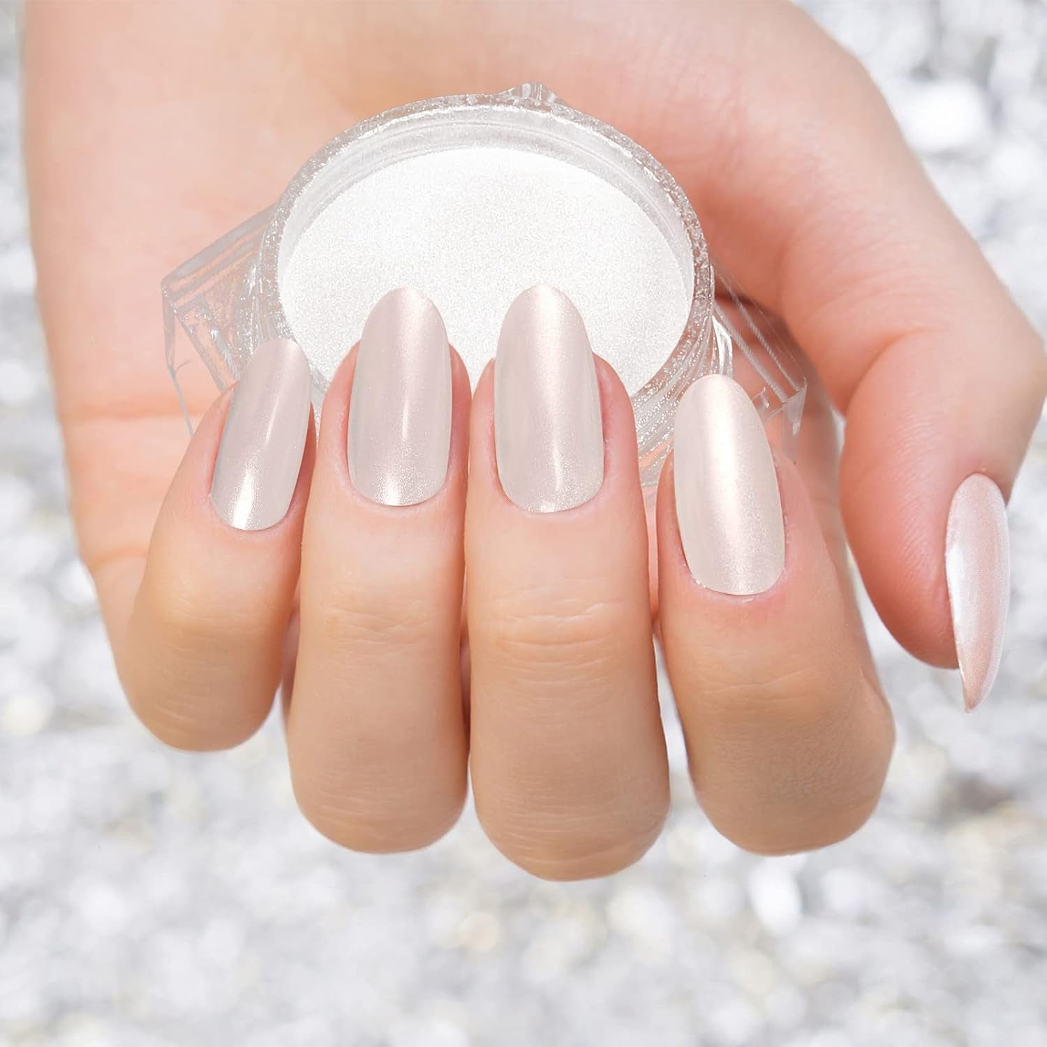White Pearl Chrome Nail Powder,Iridescent Aurora Powder Metallic Mirror Effect Pigment Pearlescent Mermaid Pigment Pearl Glitter Dust Kit,Nail Art Decoration, Resin Craft