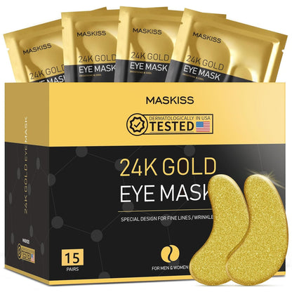 24K Gold Under Eye Patches - 15 Pairs