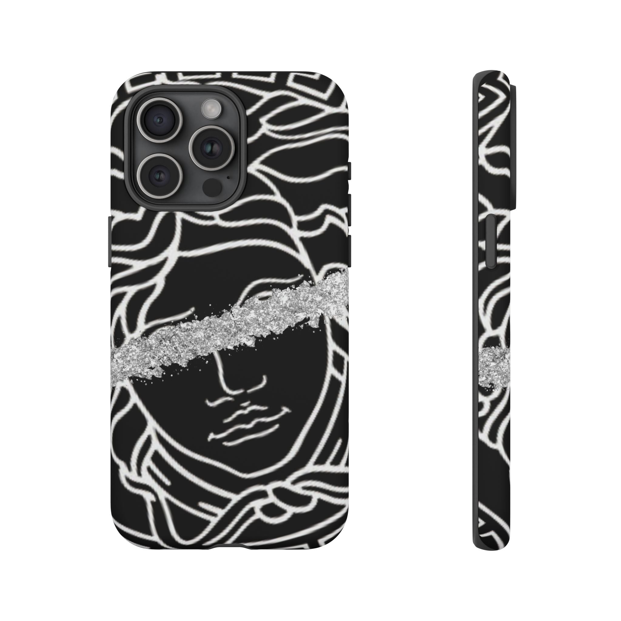 Luxury Medusa Head Tough Black and Silver Phone Case