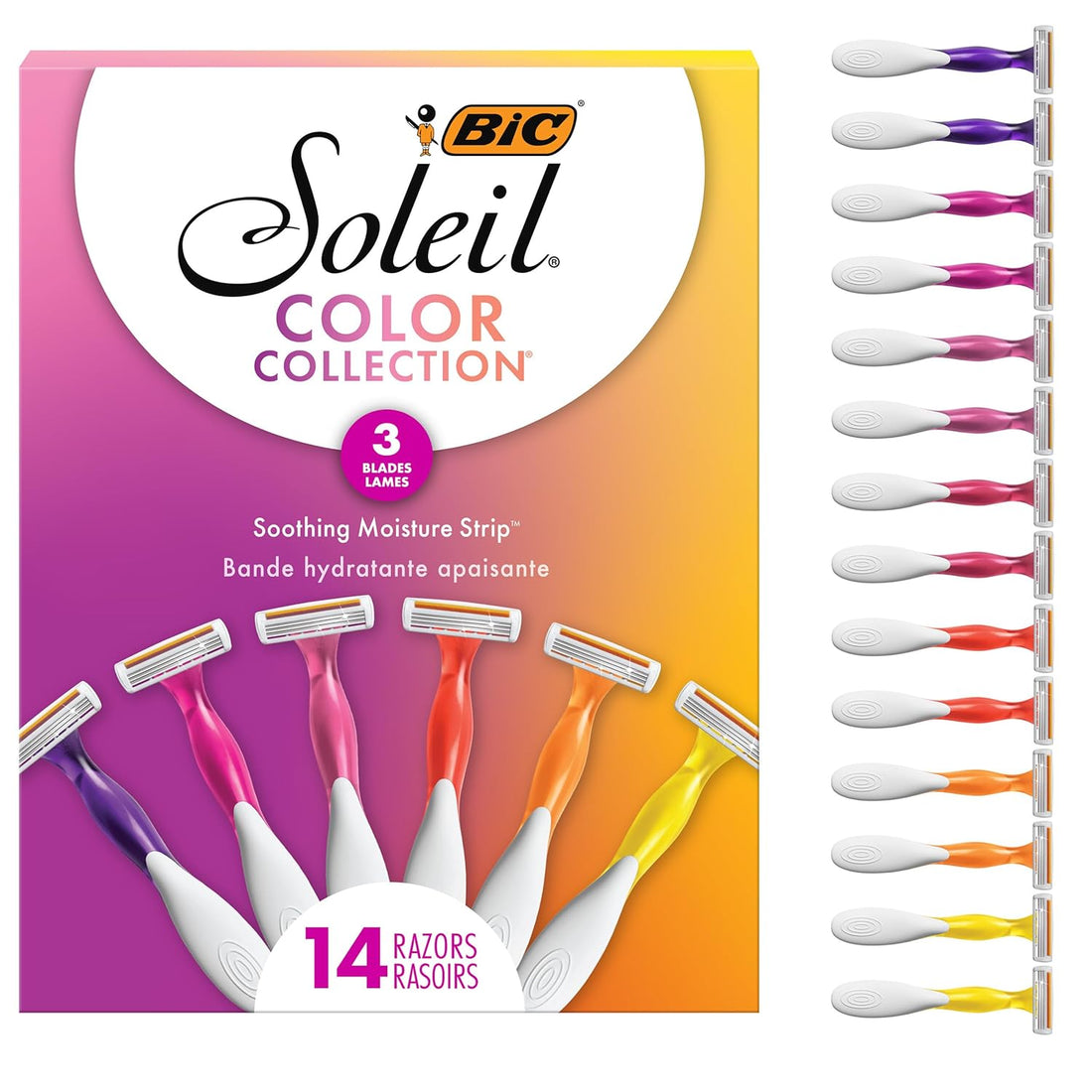 Soleil Smooth 3-Blade Razors for Women – 14 Pack