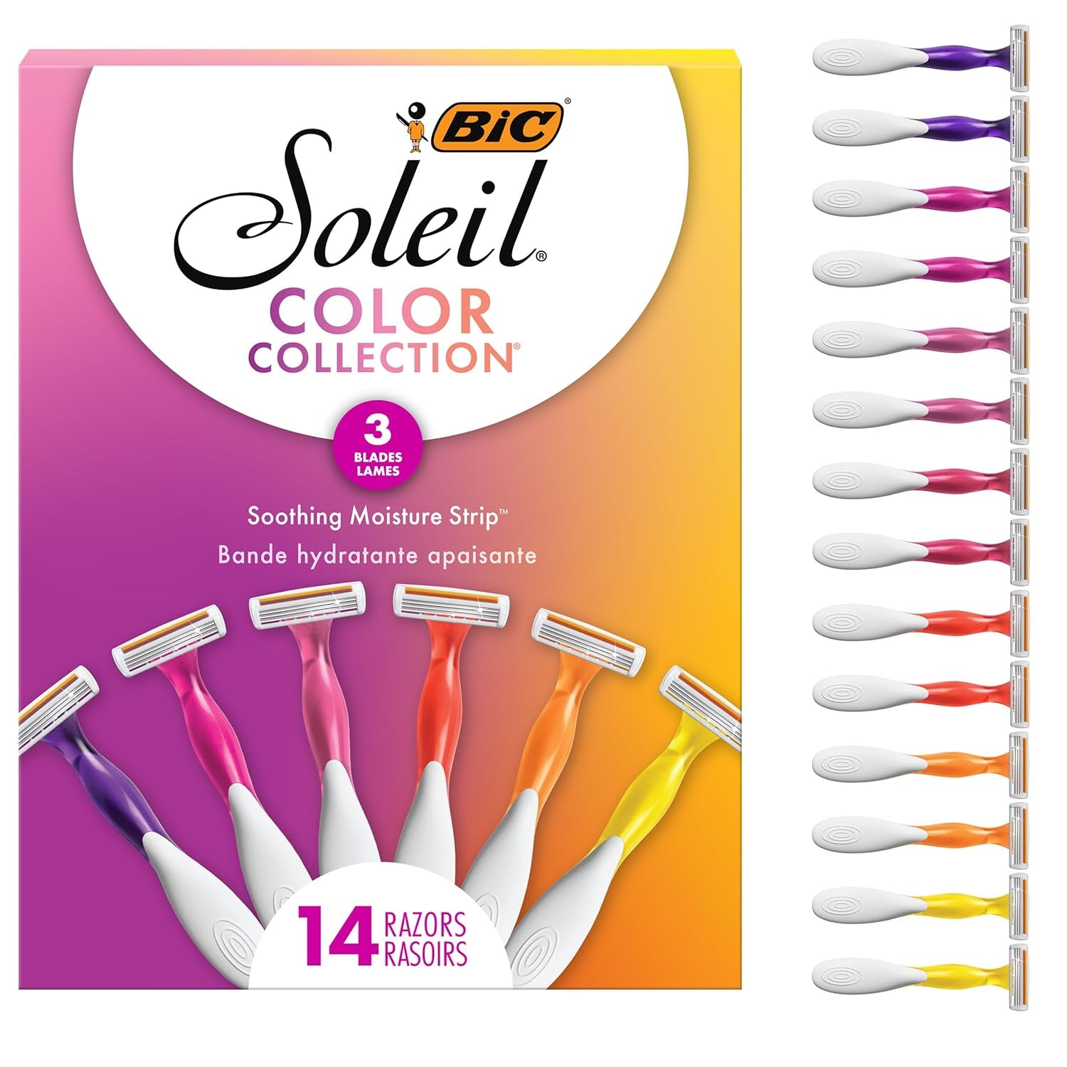 Soleil Smooth 3-Blade Razors for Women – 14 Pack