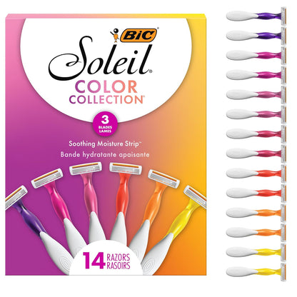 Soleil Smooth 3-Blade Razors for Women – 14 Pack